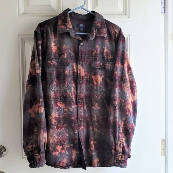 Upcycled Distressed Flannel Shirt With GUNS N' ROSES Tee On Back - L - Picture 5 of 5